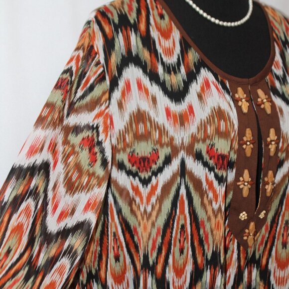 Silhoulettes Abstract Design Long Sleeve Tunic Length Top - Picture 4 of 13